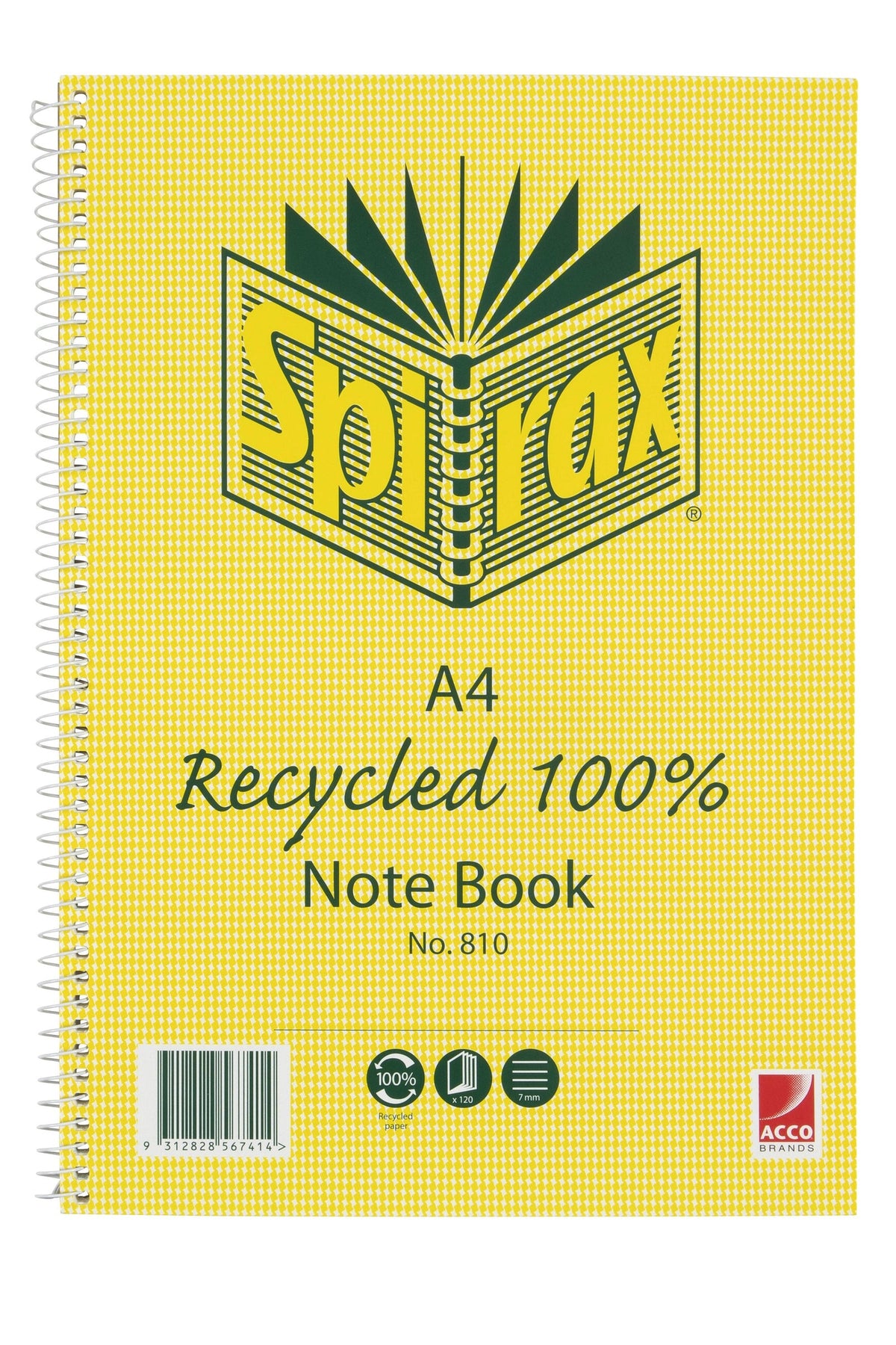 Spirax Recycled Notebook A4 120 Pages