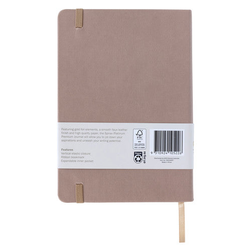 Spirax Platinum Premium Journal A5 160 Page 7mm Lined Latte Pack of 10