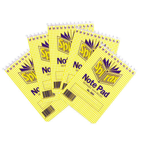 Spirax Notebook Top Opening 112 x 77mm 96 Page Pack of 5