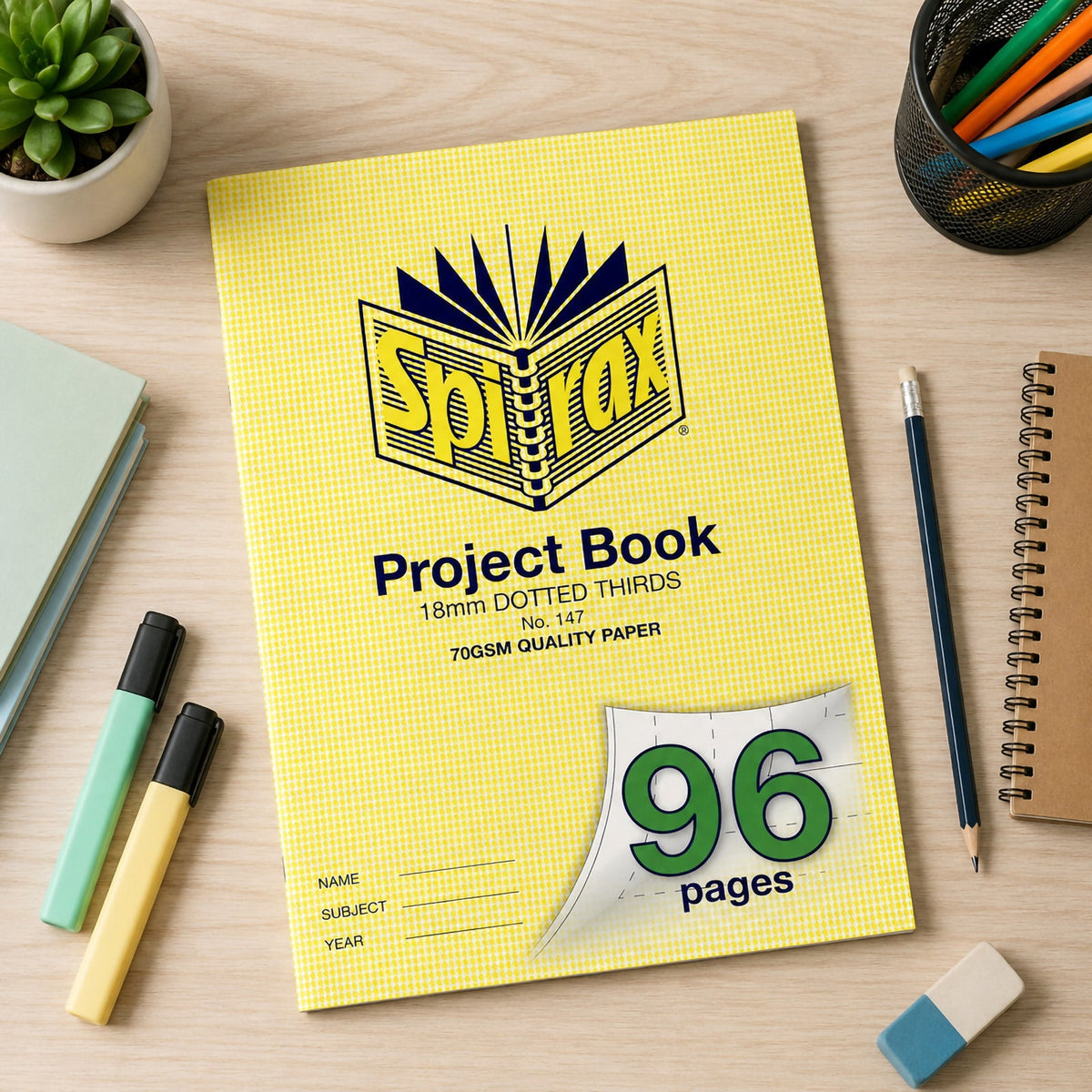 Spirax 147 Project Book A4 96 Page 18mm Dotted Thirds Pack 10