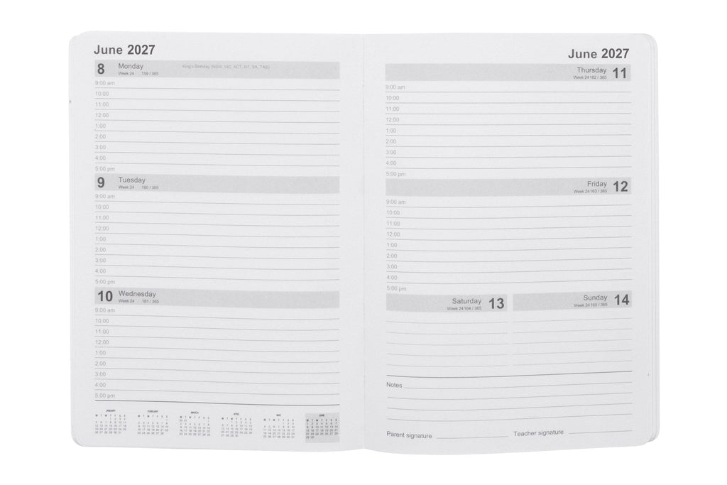 Spirax Schoolside Student Diary 2027 A5 Week To View Casebound Multi-Colour
