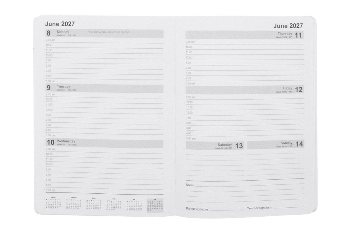 Spirax Schoolside Student Diary 2027 A5 Week To View Casebound Multi-Colour