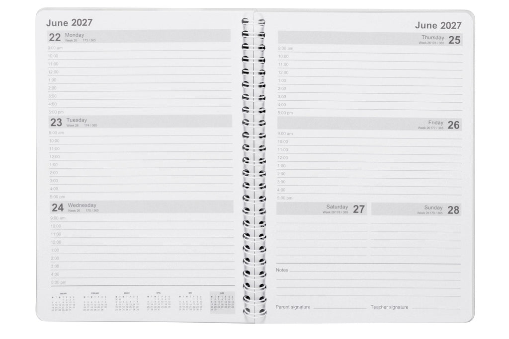 Spirax Schoolside Student Diary 2027 A5 Week To View Spiral Multi-Colour