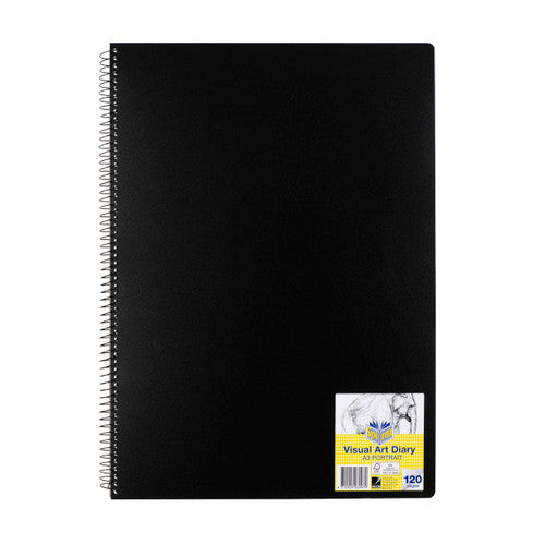 Spirax P703 Polypropylene Visual Art Diary A3 Side Opening 120 Page Black