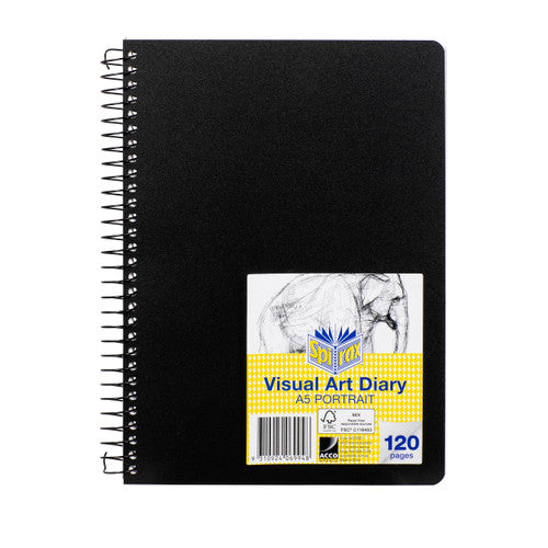 Spirax P705 Polypropylene Visual Art Diary A5 120 Page Black
