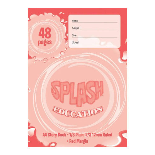 Splash Education Story Book A4 48 Page One Third Plain Two Thirds 12mm Solid Ruled with Red Margin Pack of 20