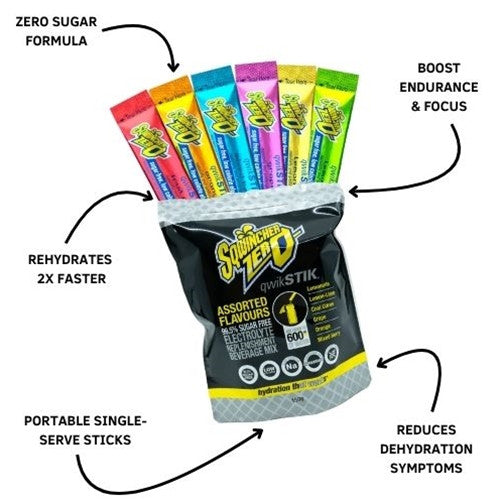 Sqwincher Sugar Free Qwik Stik Zero Assorted Flavours 50 Pack