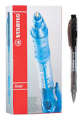 Stabilo Liner 308 Retractable Ballpoint Pen Medium Black Box of 10