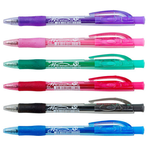 Stabilo Marathon 318 Retractable Ballpoint Pen Medium Blue Box of 10