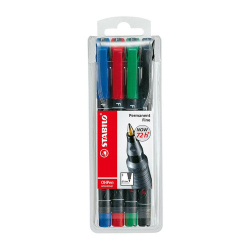 Stabilo OHPen Universal Permanent Fine 0.7mm Wallet of 4 Assorted Colours