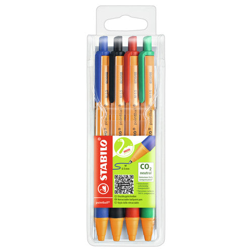 Stabilo Pointball Ballpoint Pen Assorted Wallet of 4