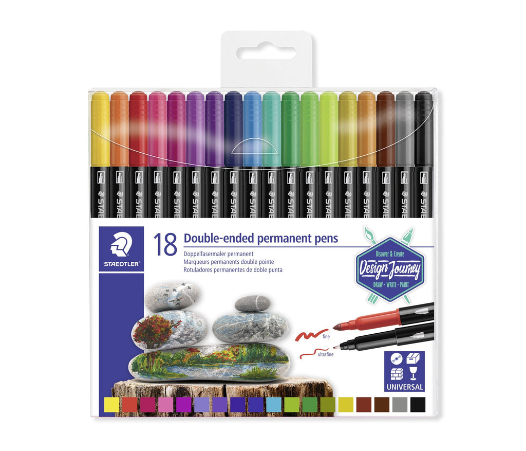 Staedtler Double-Ended Permanent Pens Wallet 18 Assorted 3187 TB18