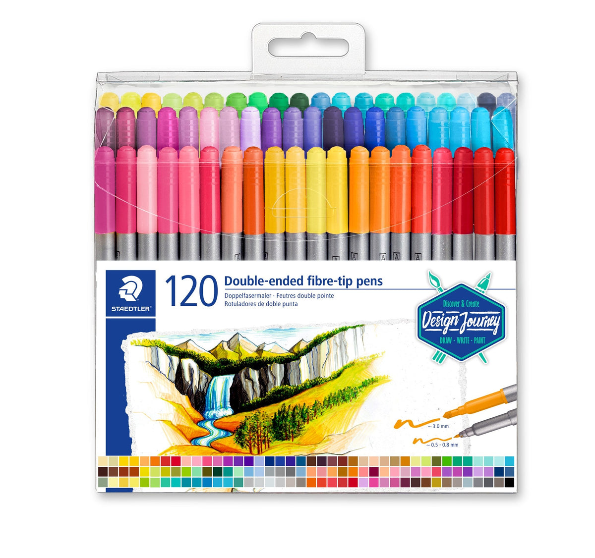 Staedtler Twin-Tip Double-Ended Fibre-Tip Pens Box 120 Assorted 3200 TB120