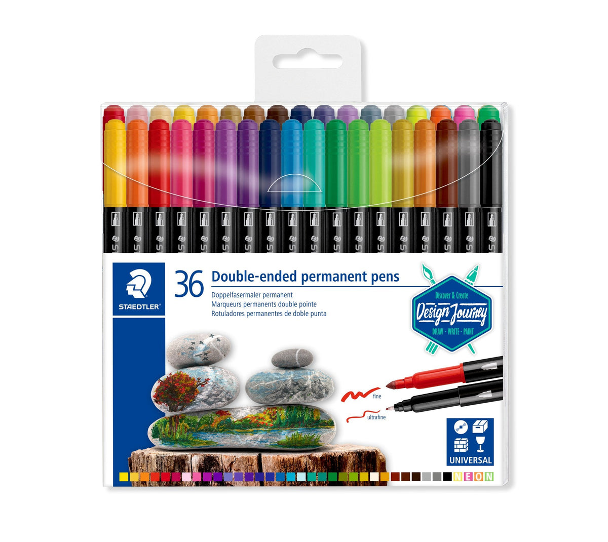 Staedtler Double-Ended Permanent Pens Wallet 36 Assorted 3187 TB36
