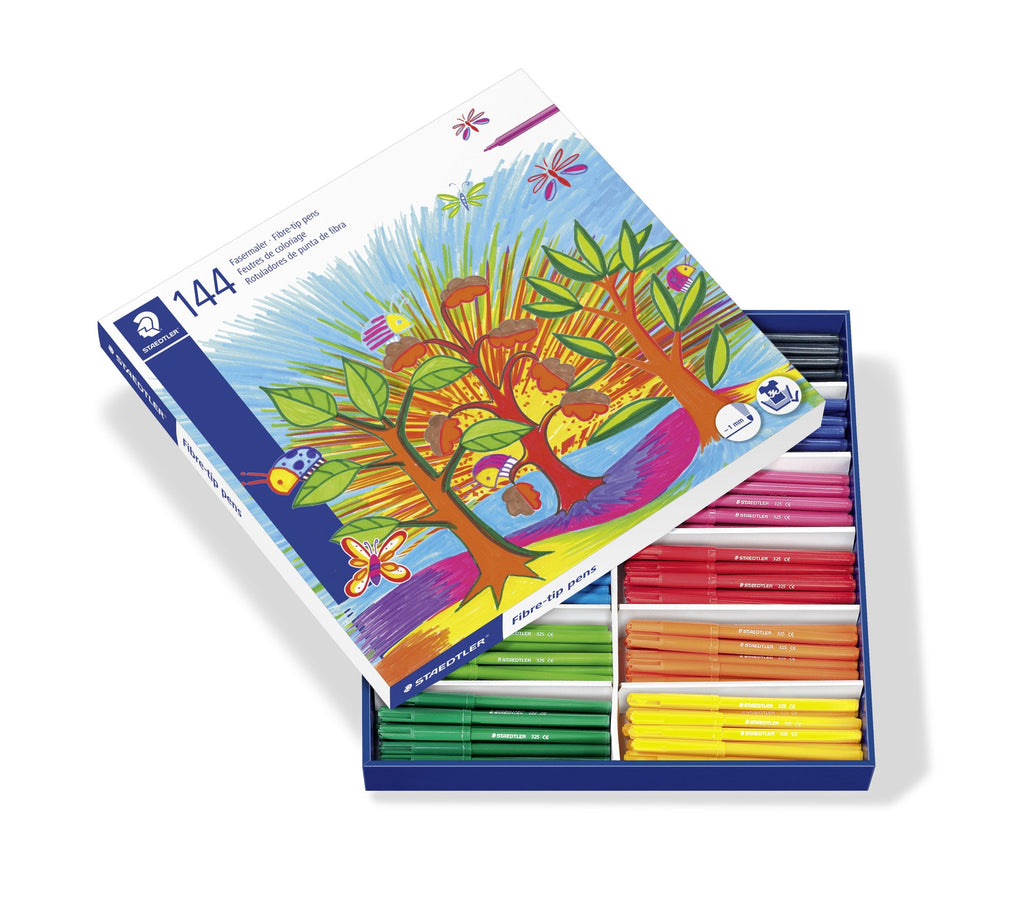 Staedtler Fibre-Tip Pens Class Pack 144 Pens 12 Colours 325 C144