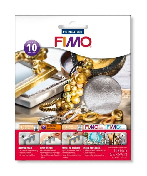 Fimo Leaf Metal Silver Pack 10 Sheets 8781-81