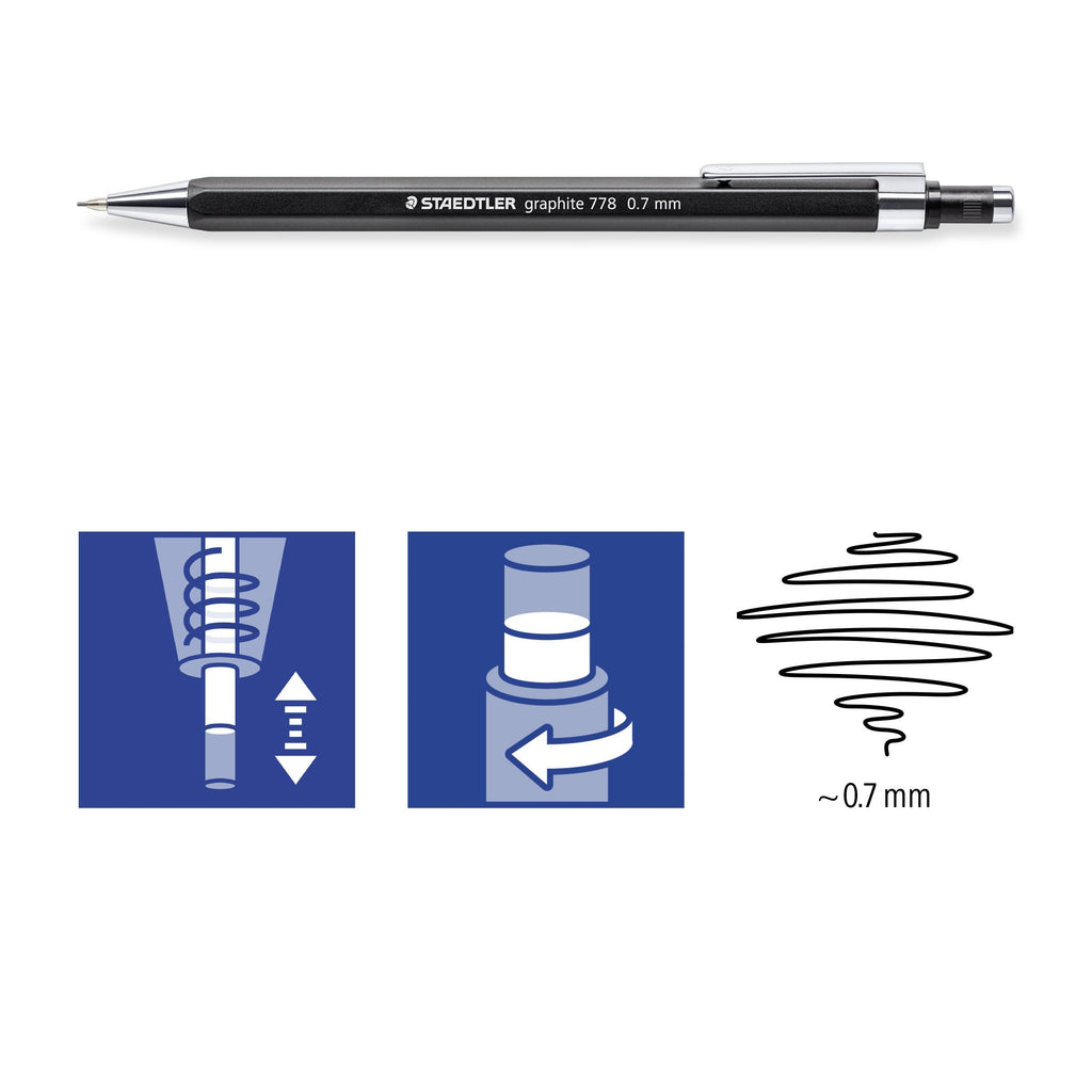 Staedtler 778 Graphite Mechanical Pencil 0.7mm Black Box 10 778 07-9