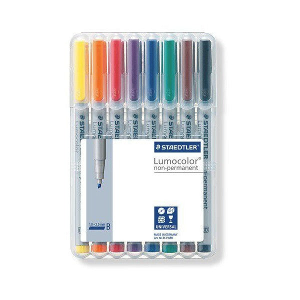Staedtler Lumocolor Non-Permanent Broad Markers Wallet 8 Assorted 312 WP8