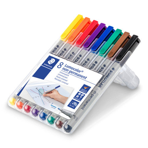 Staedtler Lumocolor Non-Permanent Fine Pen Assorted Wallet 8 316 WP8