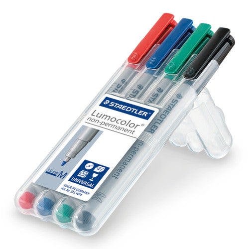 Staedtler Lumocolor Non-Permanent Medium Marker Wallet 4 Assorted 315 WP4