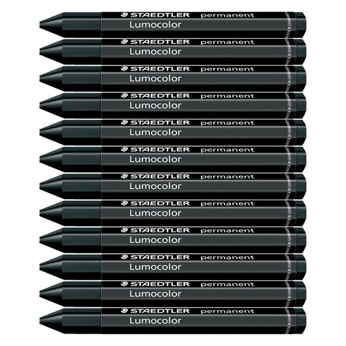 Staedtler Lumocolor Permanent Omnigraph Crayon Black Pack 12 236-9