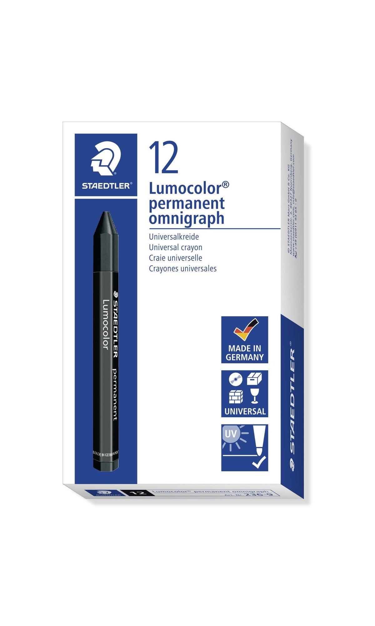 Staedtler Lumocolor Permanent Omnigraph Crayon Red Pack 12 236-2