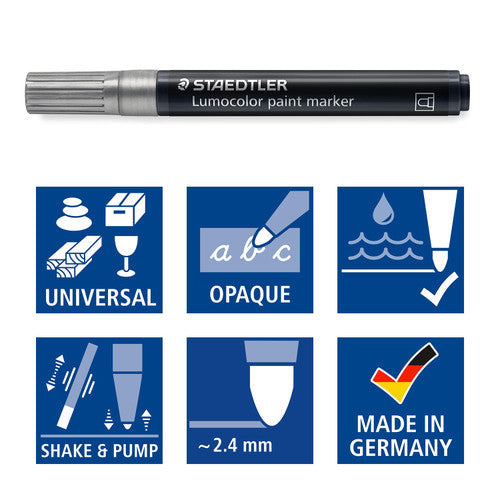 Staedtler Lumocolor Acrylic Paint Marker Silver Pack 10 349-81