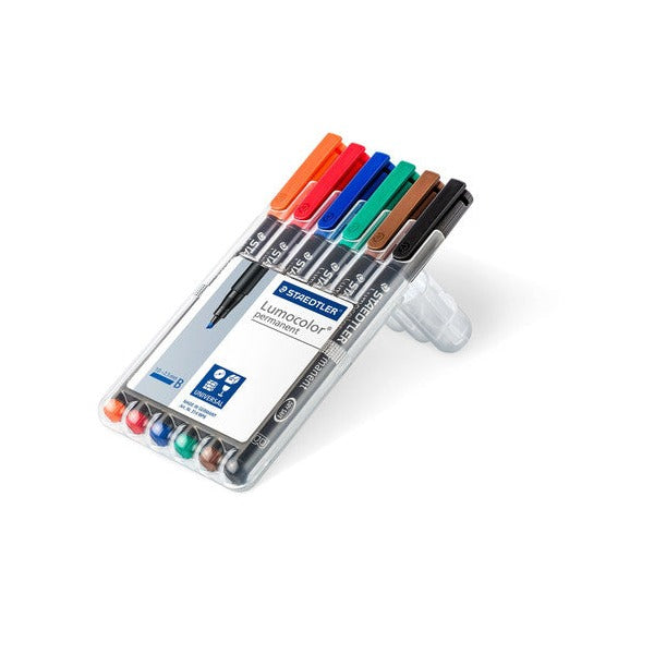 Staedtler Lumocolor Permanent Pen Broad Wallet 6 Assorted 314 WP6