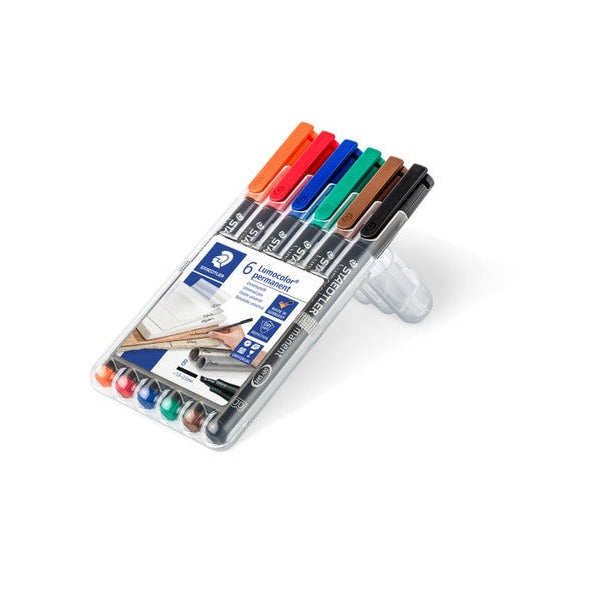 Staedtler Lumocolor Permanent Pen Broad Wallet 6 Assorted 314 WP6