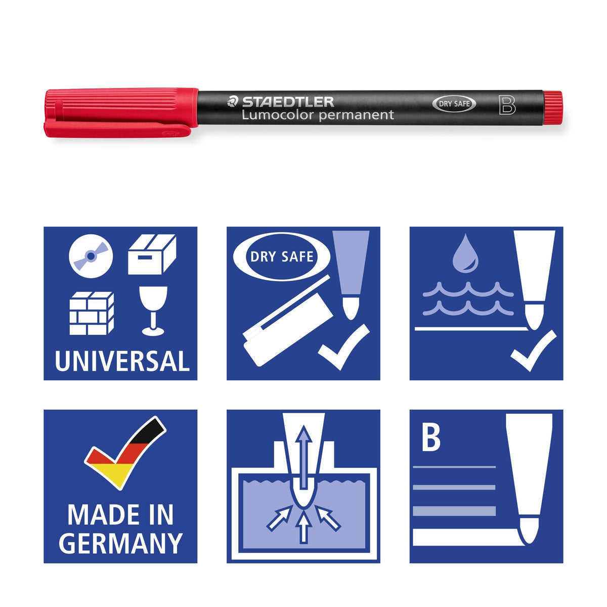 Staedtler Lumocolor Permanent Pen Broad Wallet 6 Assorted 314 WP6