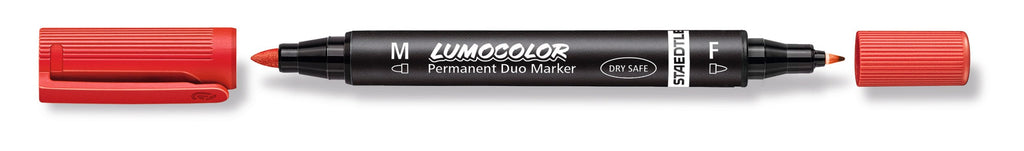 Staedtler Lumocolor Permanent Duo Marker Red Box 10 348-2