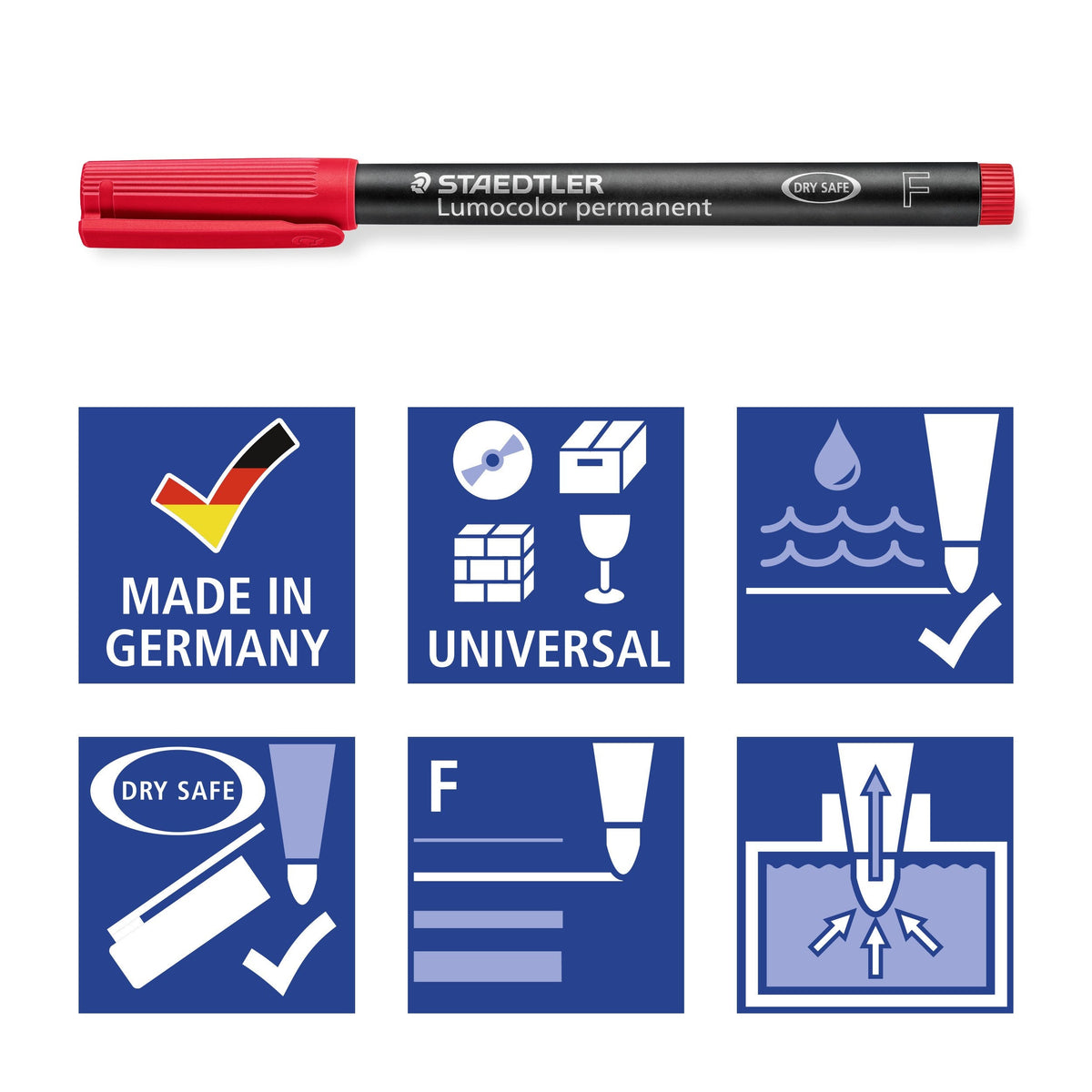 Staedtler Lumocolor Permanent Fine Pen Blue Box 10 318-3