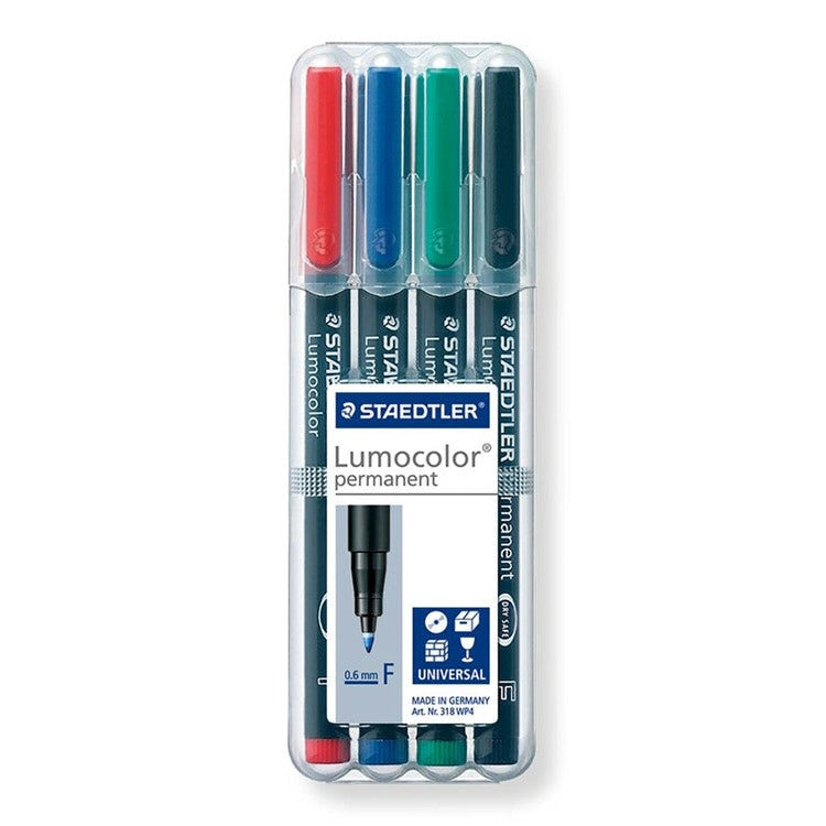 Staedtler Lumocolor Permanent Fine Pen Assorted Wallet 4 318 WP4