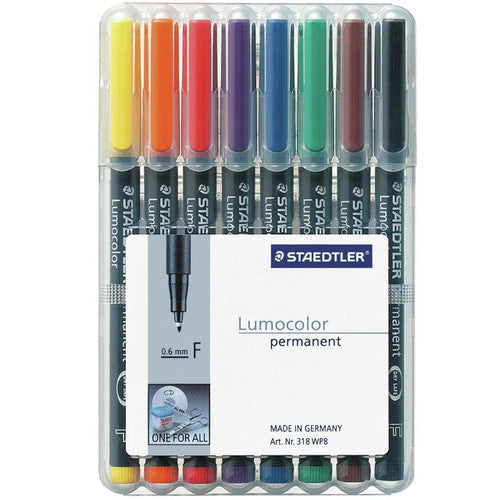 Staedtler Lumocolor Permanent Pen Fine Assorted Wallet 8 318 WP8