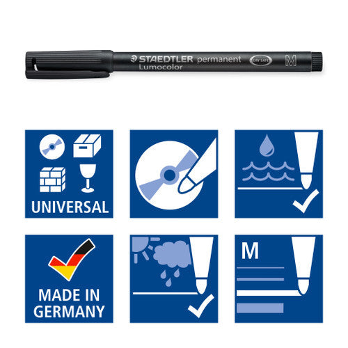 Staedtler Lumocolor Permanent Pen Medium Black Box 10 317-9