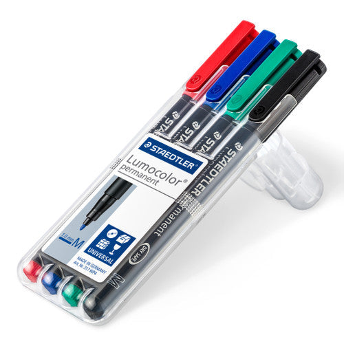 Staedtler Lumocolor Permanent Medium Marker Wallet 4 Assorted 317 WP4