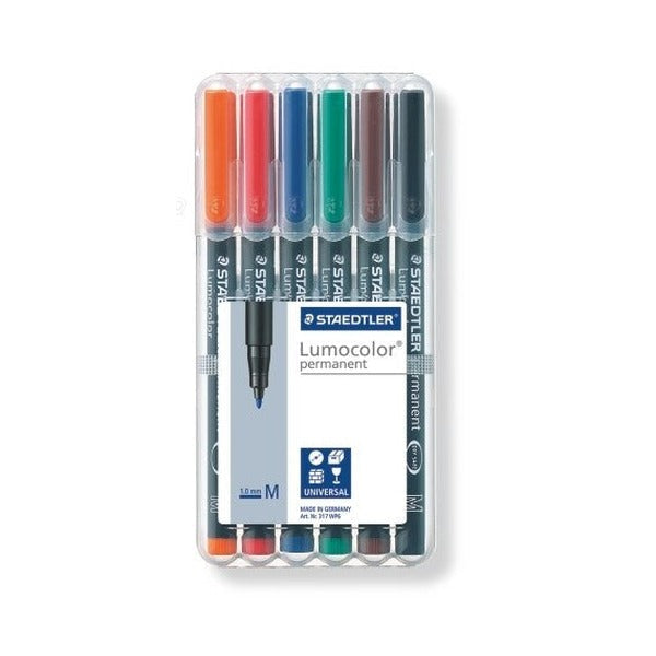 Staedtler Lumocolor Permanent Pen Medium Assorted Wallet 6 317 WP6
