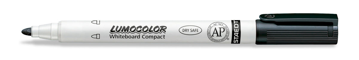 Staedtler Lumocolor Whiteboard Compact Marker Black Class Pack 30 with 30 Mini Wipers 613 C30
