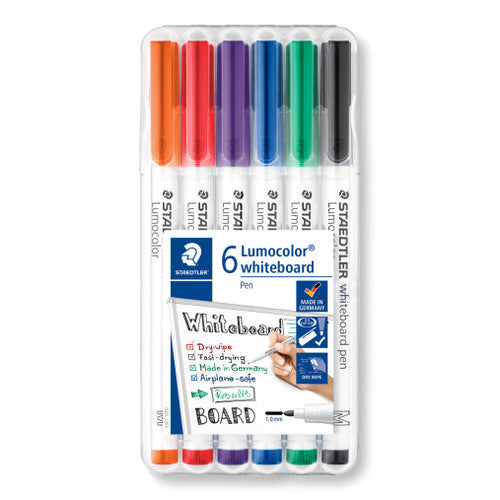 Staedtler Lumocolor Whiteboard Medium Pen Wallet 6 Assorted 301 WP6