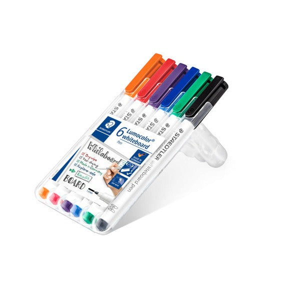 Staedtler Lumocolor Whiteboard Medium Pen Wallet 6 Assorted 301 WP6