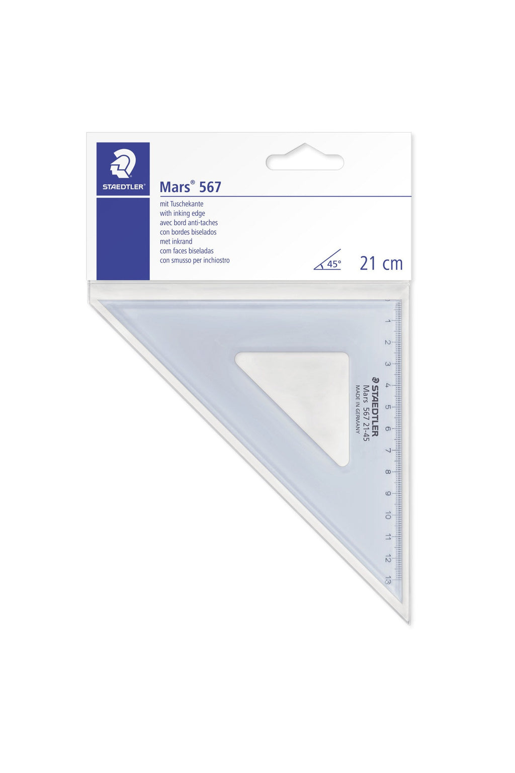 Staedtler Mars Set Square 21cm 45/45 Degree Pack 10 567 21-45