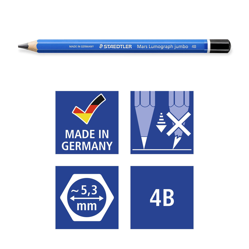 Staedtler Mars Lumograph Jumbo Pencils 4B Box 6 100J-4B