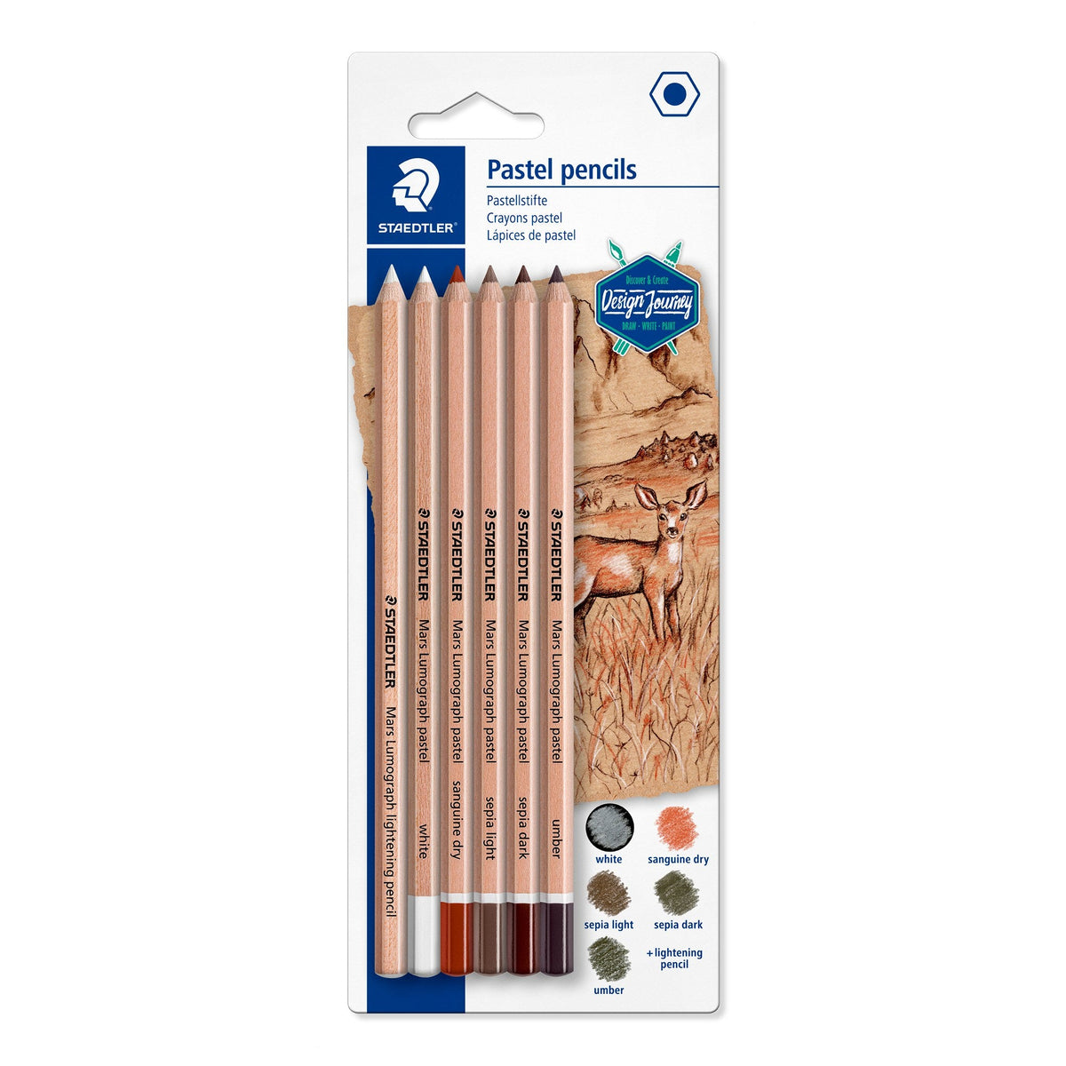 Staedtler 100P-SBK6 Mars Lumograph Pastel Pencils Assorted 5 Cards of 6