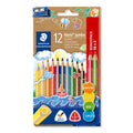 Staedtler Noris Jumbo Triangular Coloured Pencils Assorted Box 12 with Sharpener 128 NC12P1