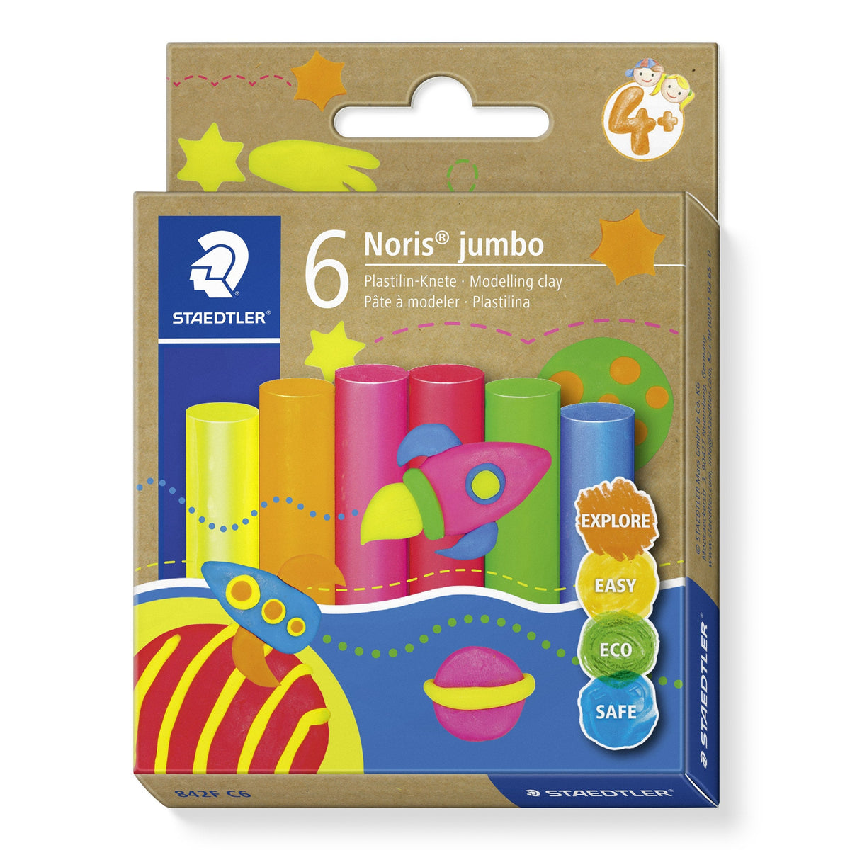 Staedtler Noris Jumbo Modelling Clay Neon Colours 842F C6