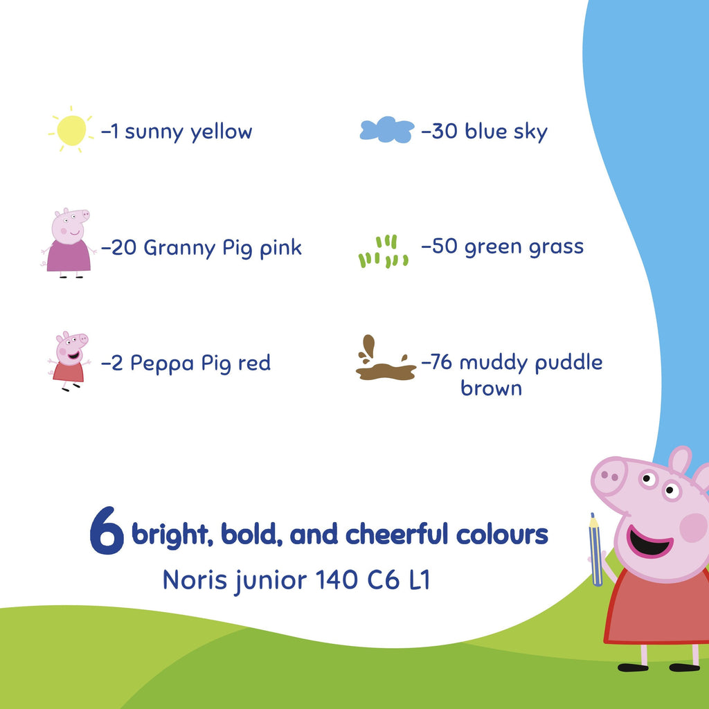 Staedtler Noris Junior Peppa Pig 3-in-1 Colouring Pencils With Sharpener Pack of 6