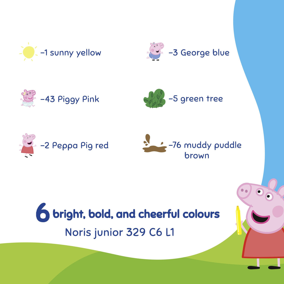 Staedtler Noris Junior Peppa Pig Jumbo Fibre Tip Pens Pack of 6