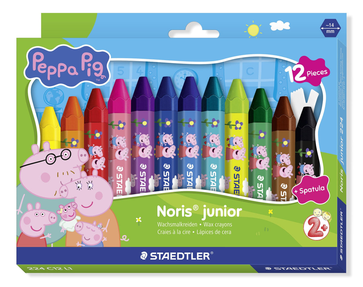 Staedtler Noris Junior Peppa Pig Wax Crayons With Spatula Pack of 12