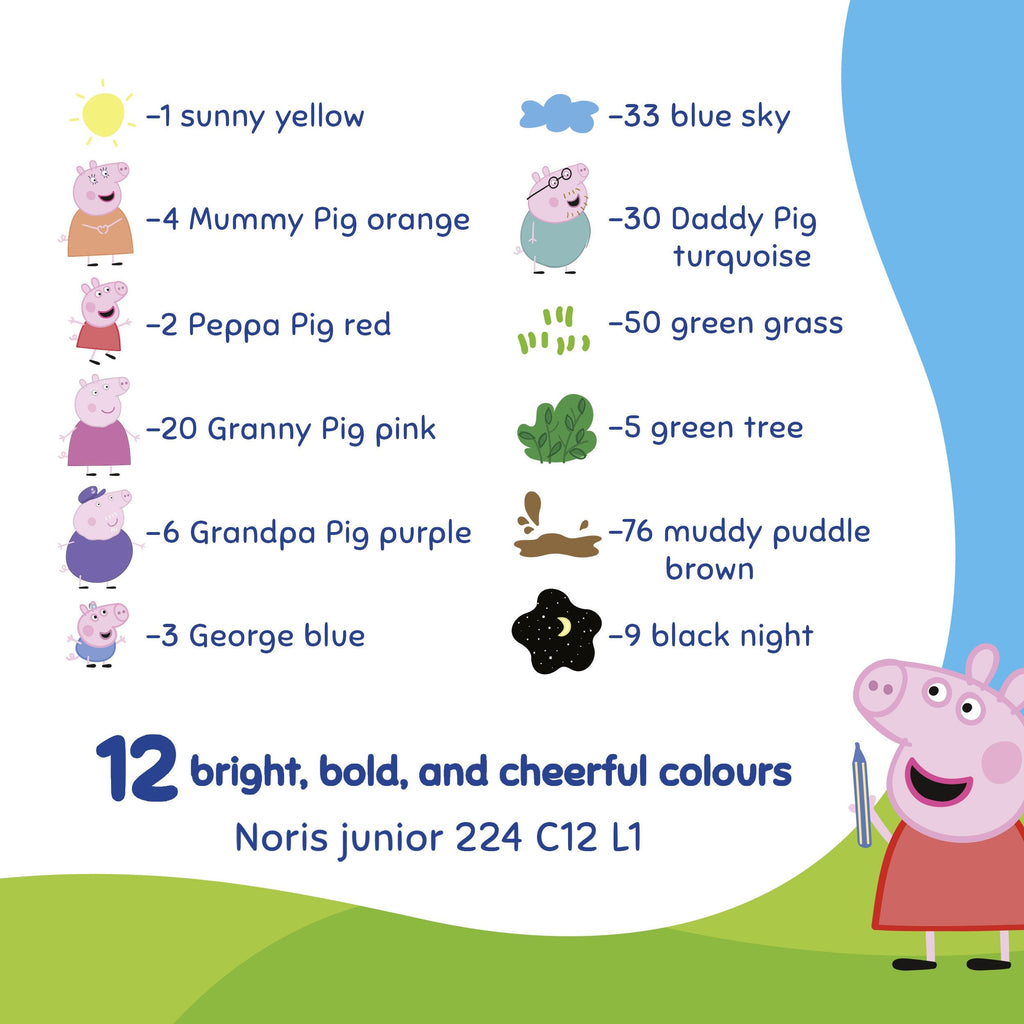 Staedtler Noris Junior Peppa Pig Wax Crayons With Spatula Pack of 12