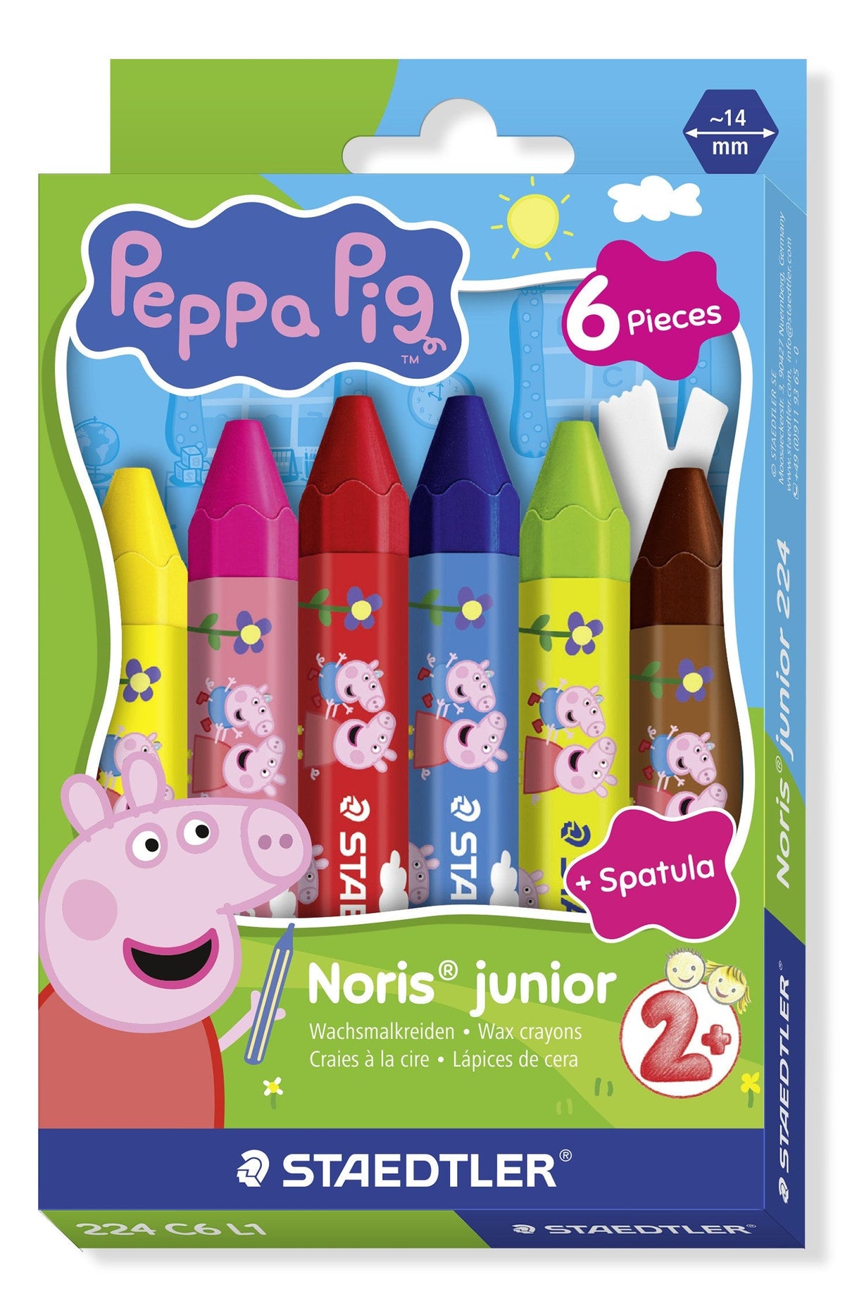 Staedtler Noris Junior Peppa Pig Wax Crayons With Spatula Pack of 6